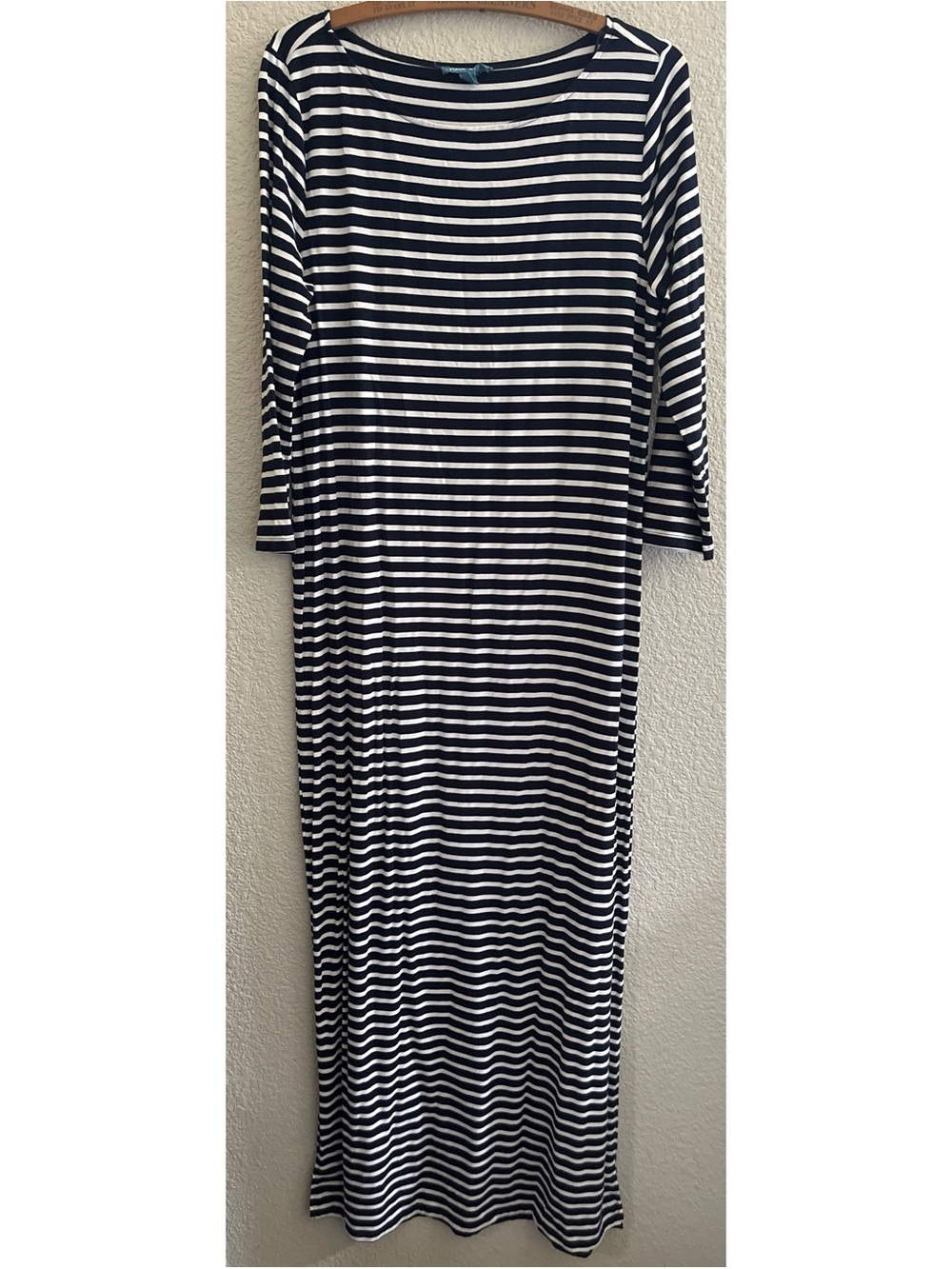 Fleur Bleue Navy Striped Maxi Dress Nightgown Women’s Size Large